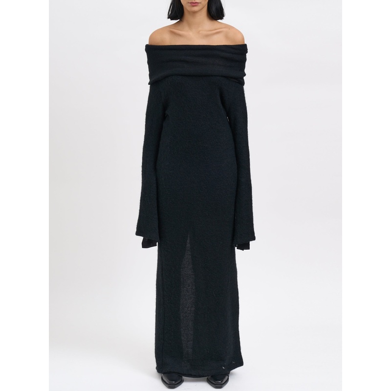 LONG WOOL DRESS|BLACK|S|M