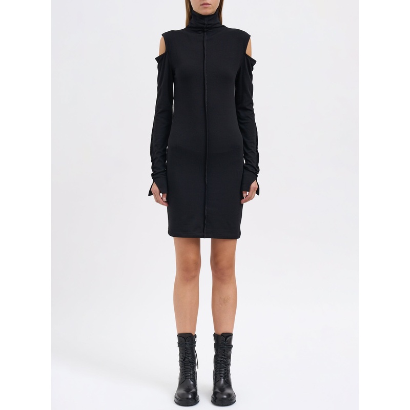SHORT HIGH-NECK DRESS|BLACK|XS|S|M