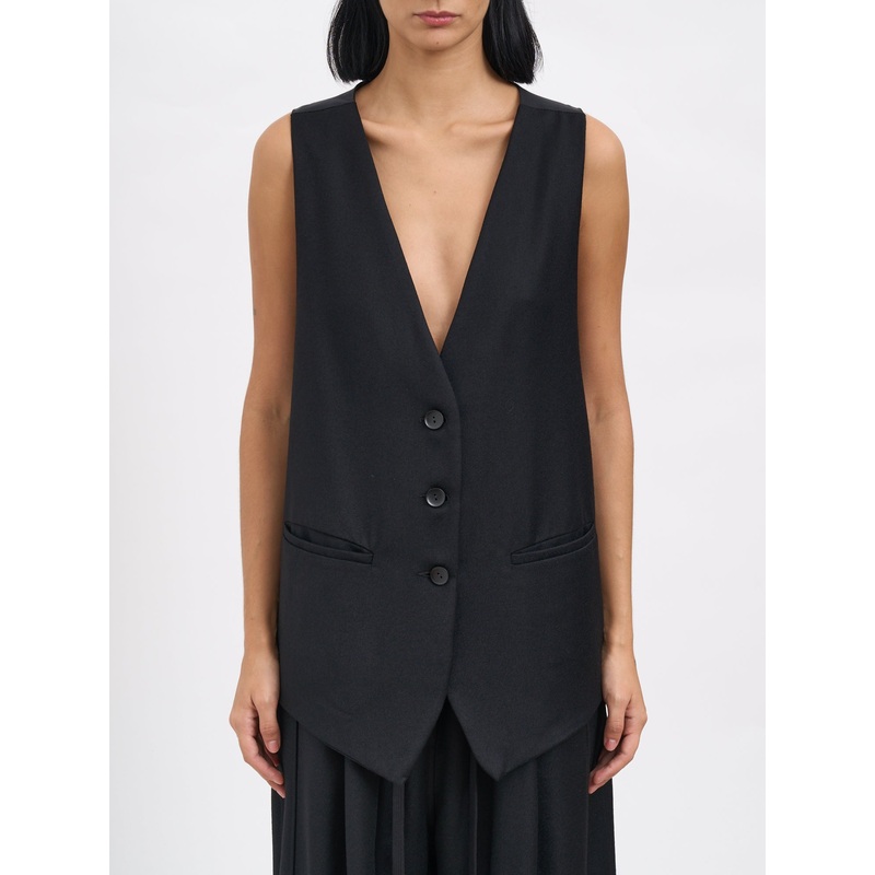 VIRGIN WOOL VEST|BLACK|XS|S