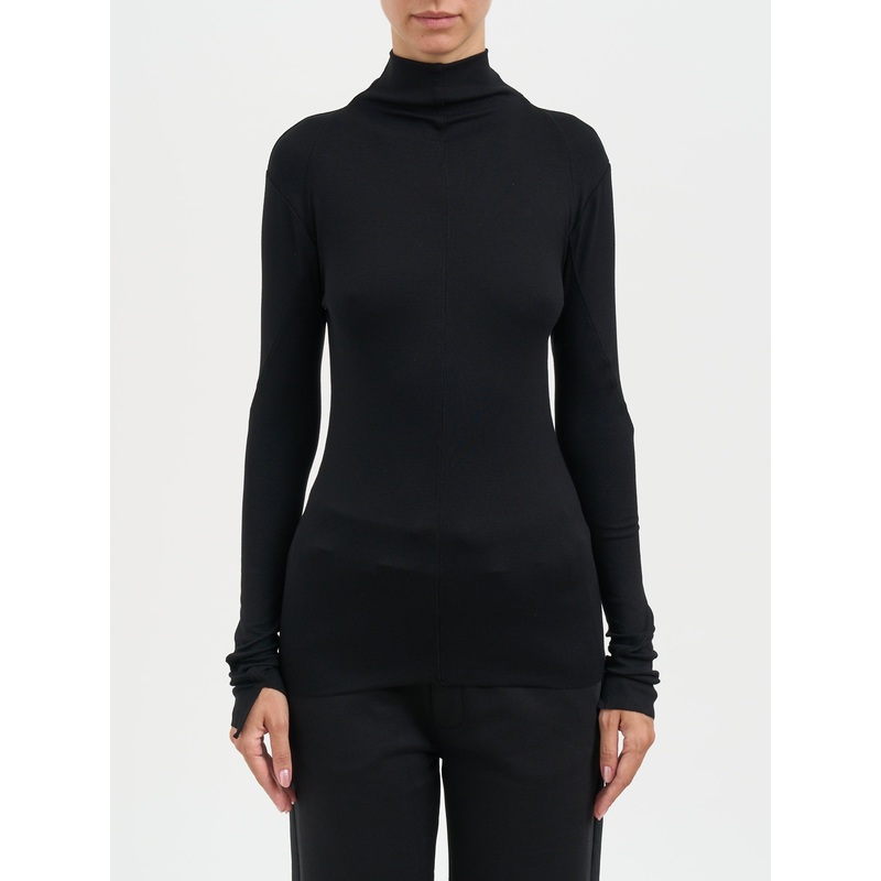 VISCOSE HIGH NECK SWEATER|BLACK|XS|S|M
