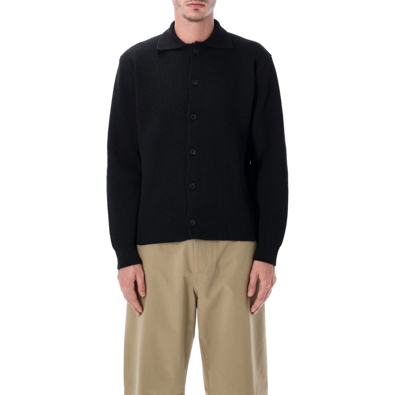 AURALEE SUPER FINE WOOL RIB KNIT SHIRT CARDIGAN