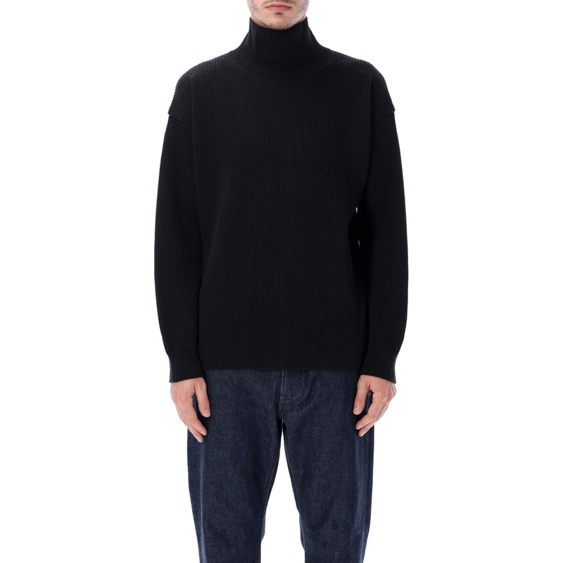 AURALEE SUPER FINE WOOL RIB KNIT TURTLENECK SWEATER