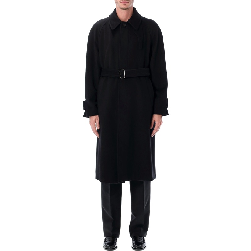 FERRAGAMO BLACK CASHMERE-BLEND BELTED COAT