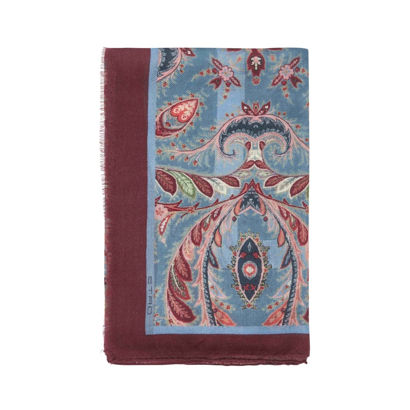 Light Blue Wool and Cashmere Blend Scarf