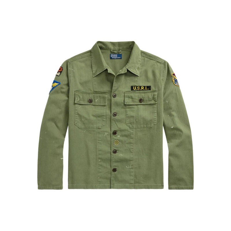 MILITARY JACKET WITH PATCHES|GREEN|M|L