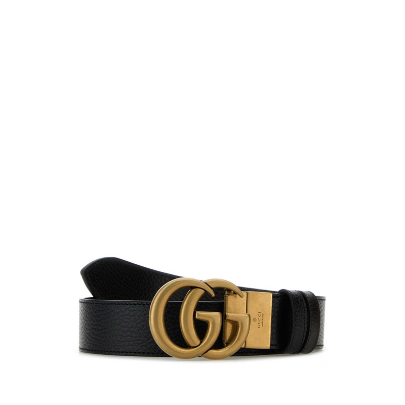 BLACK LEATHER REVERSIBLE GG BELT