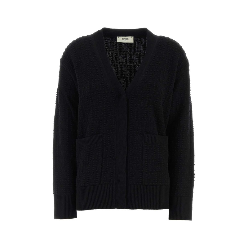 BLACK WOOL BLEND CARDIGAN|BLACK|38|44|40|42