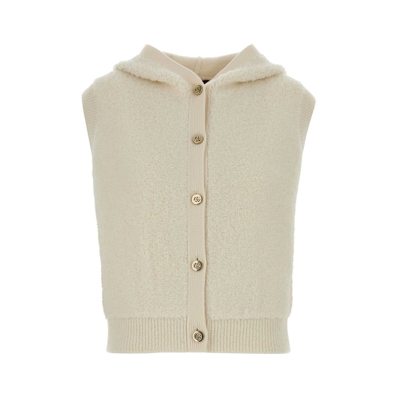 IVORY STRETCH WOOL BLEND VEST|WHITE|XS|S