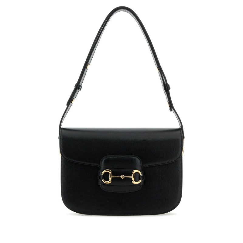 BLACK LEATHER 1955 HORSEBIT SHOULDER BAG