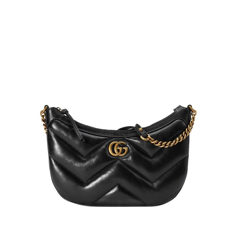 BLACK LEATHER GG MARMONT SHOULDER BAG
