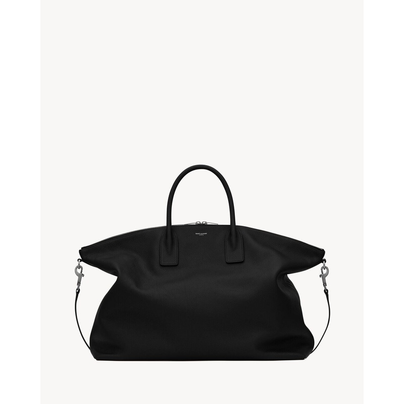 BLACK LEATHER TRAVEL BAG|BLACK|TU