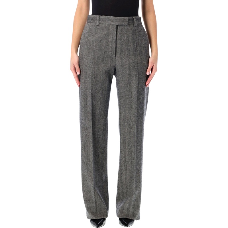 FERRAGAMO CHEVRON WOOL TAILORED TROUSERS