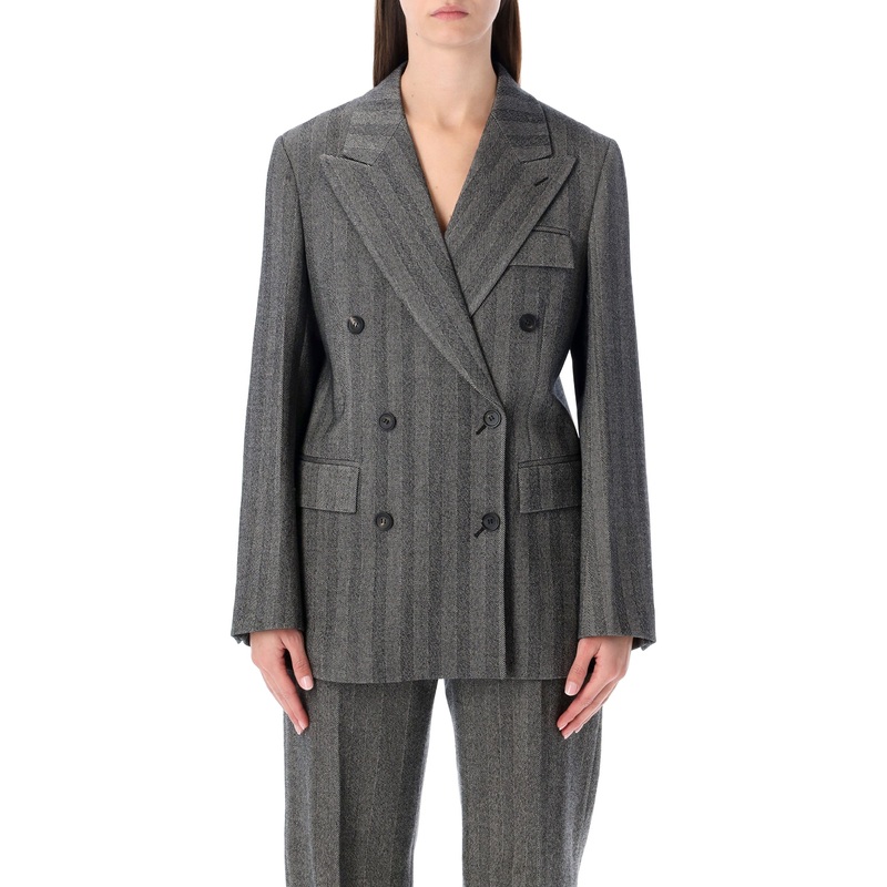 FERRAGAMO OVERSIZED DOUBLE-BREASTED CHEVRON WOOL BLAZER