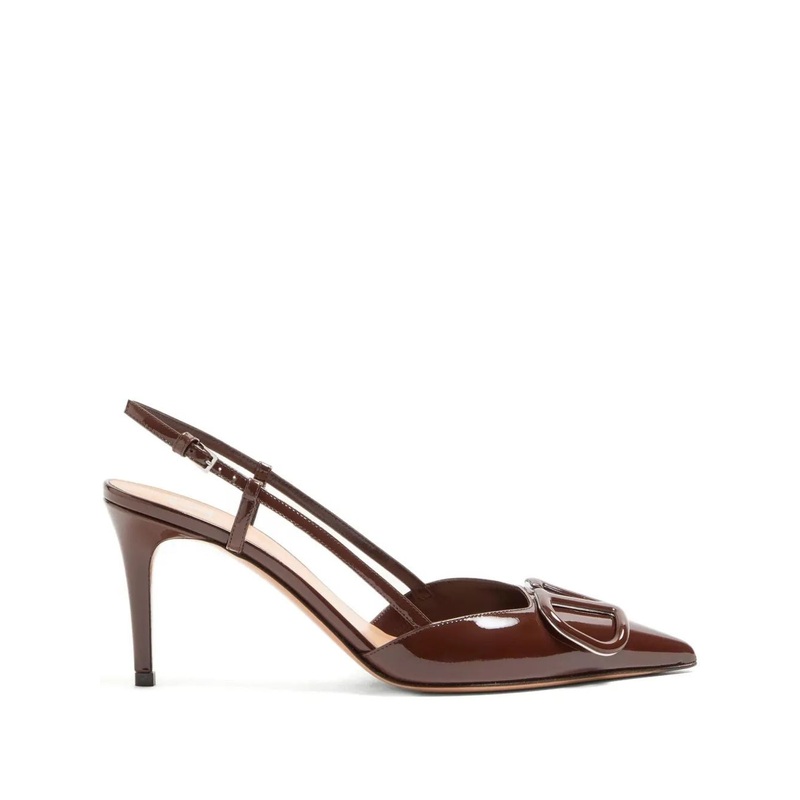 VALENTINO GARAVANI BROWN PATENT SLINGBACK PUMPS