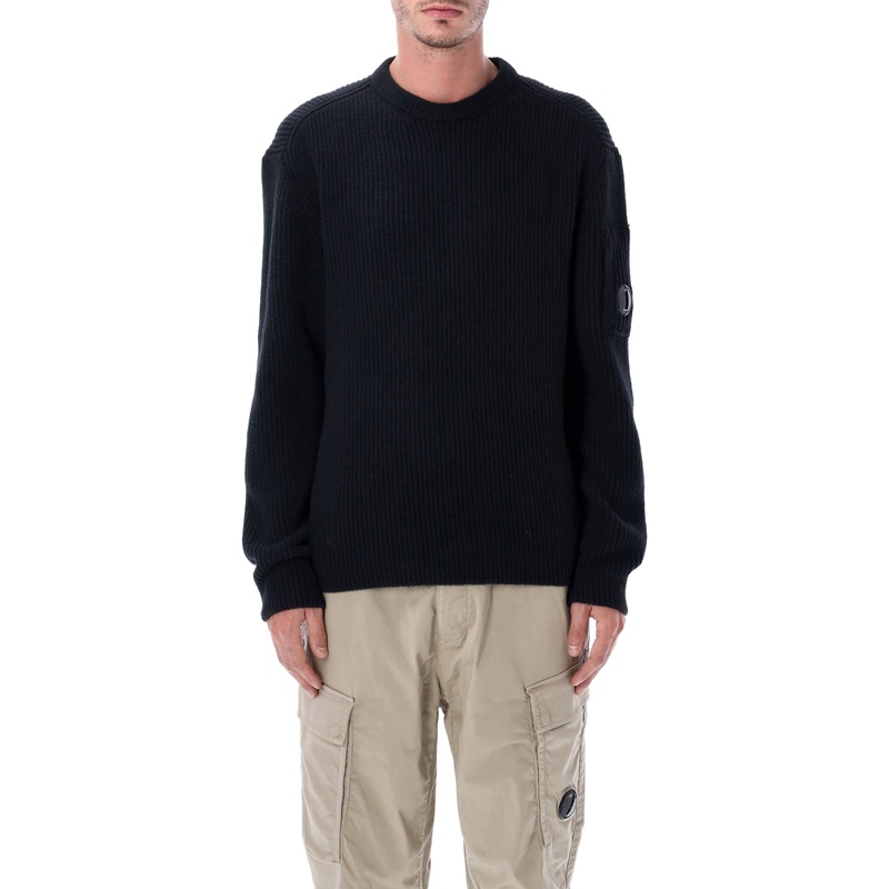 C.P. COMPANY WOOL BLEND RIBBED CREWNECK SWEATER