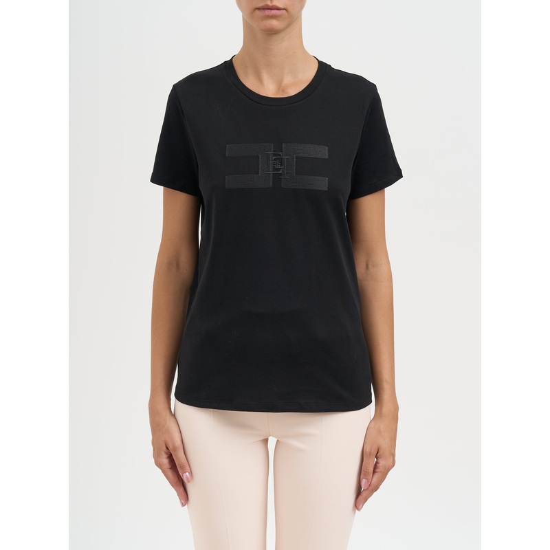 CREW NECK COTTON T-SHIRT|BLACK|42|40|38