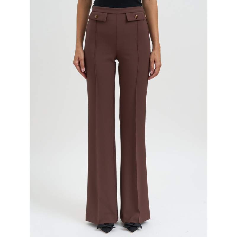 DOUBLE CREPE PALAZZO TROUSERS|BROWN|38|40|42