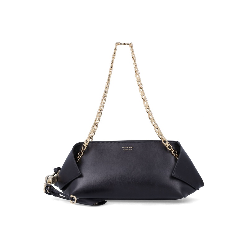FERRAGAMO FOLDED CALFSKIN SHOULDER BAG