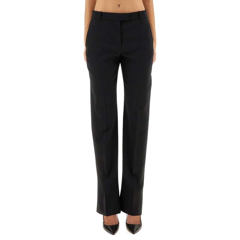 WOOL GABARDINE TAILORED PANTS|BLACK|42|40