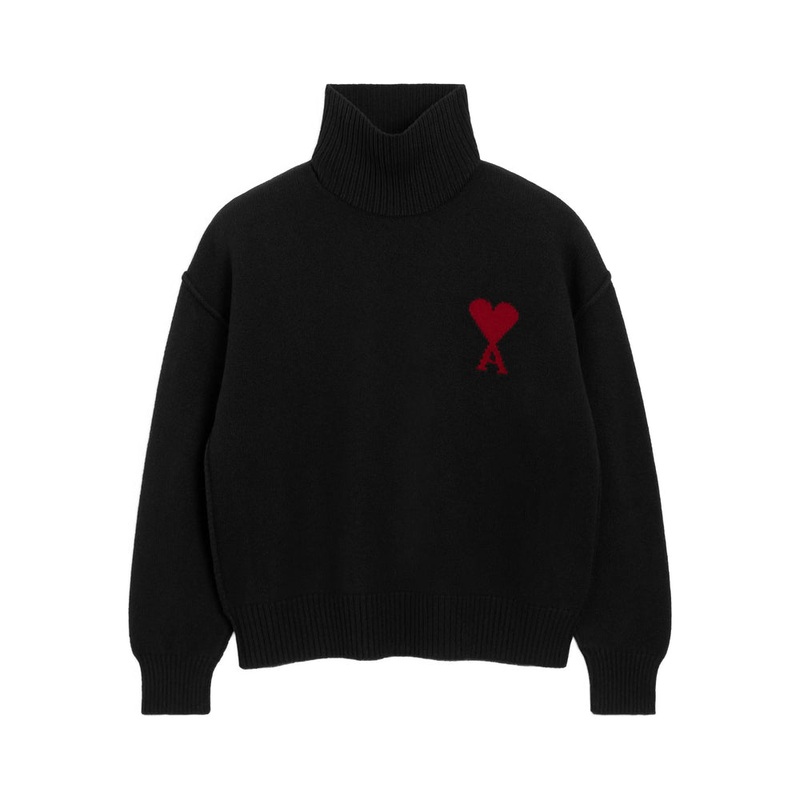 Ami Paris Black Wool Knit Sweater