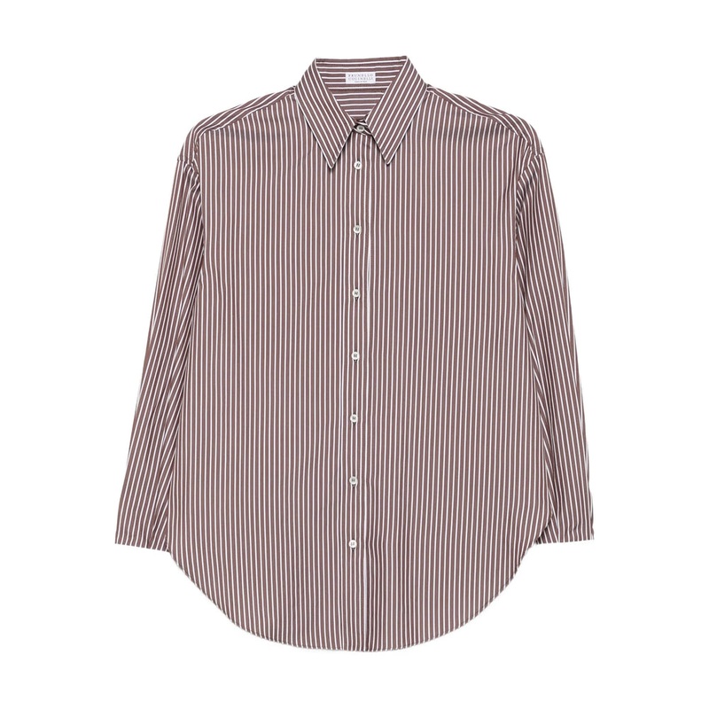 Brunello Cucinelli Brown Striped Shirt