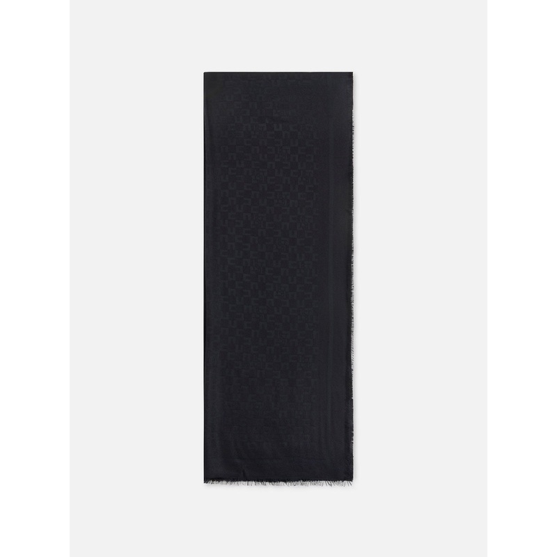 SCARF WITH LOGO PATTERN|BLACK|UNICA