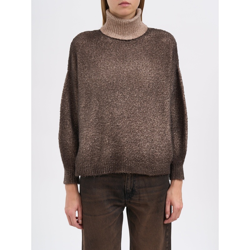 COTTON HIGH NECK SWEATER|DOVE GRAY|S|M