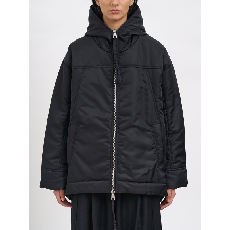 PADDED JACKET WITH HOOD|BLACK|S|XS