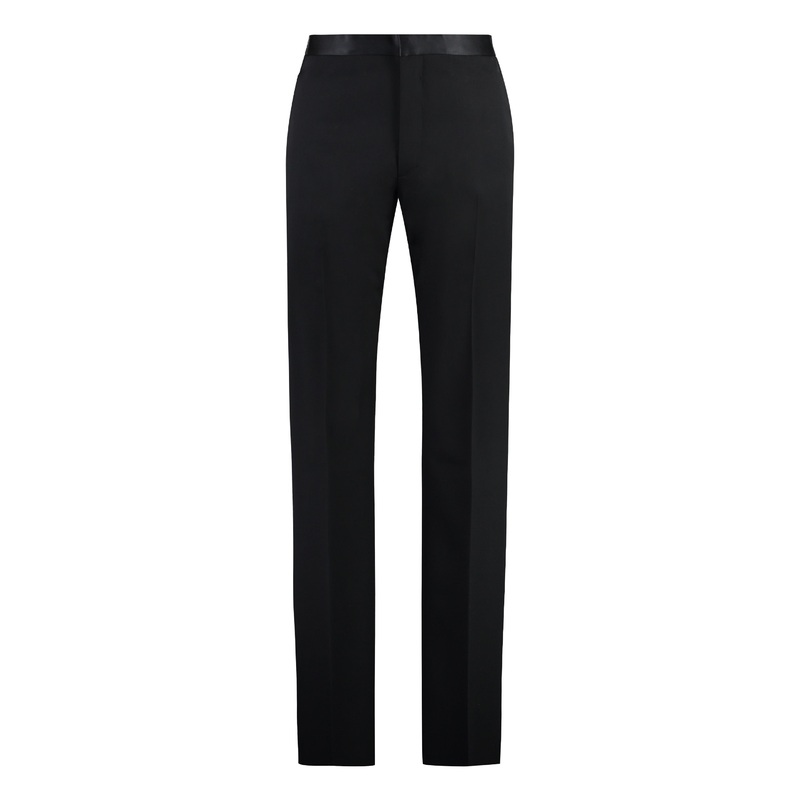 TAILORED WOOL TROUSERS|black|48|50