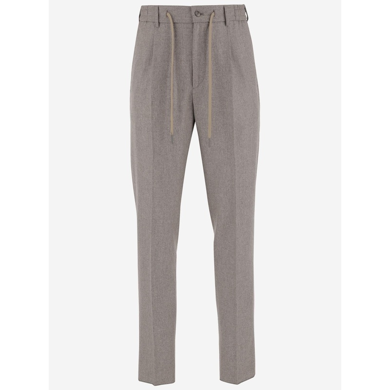 Beige Wool Tailored Trousers|Beige|46|48|50|52|54