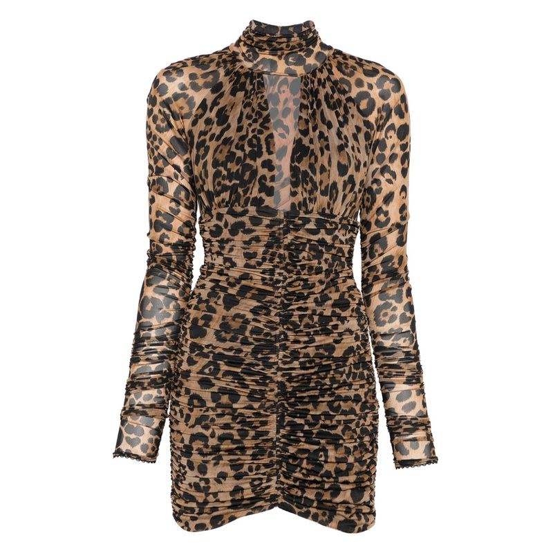 Blumarine Leopard Print Dress|Brown/Black|42