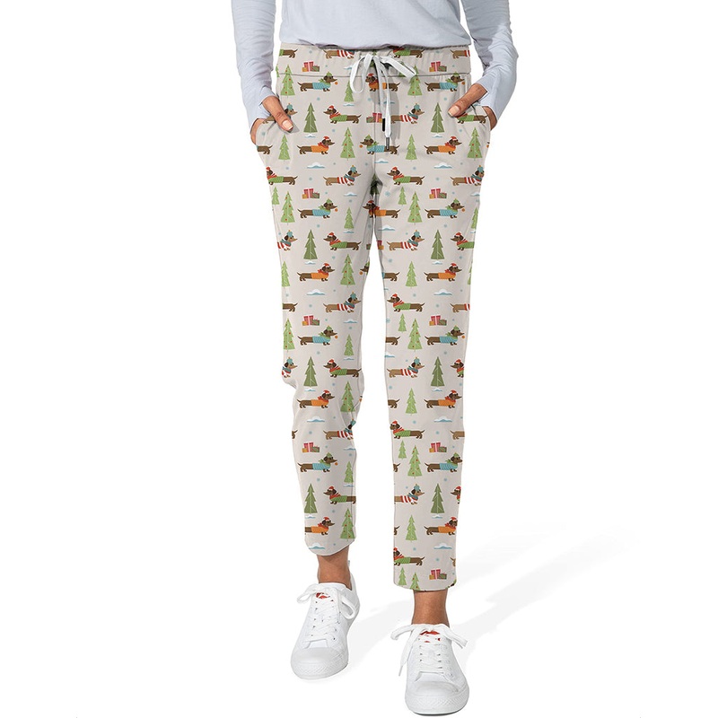 Christmas Dachshund Women’s 7/8 Stretch Ankle Golf Pants