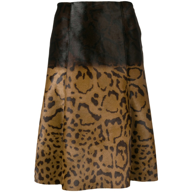 Ferragamo Animal Print Leather Skirt