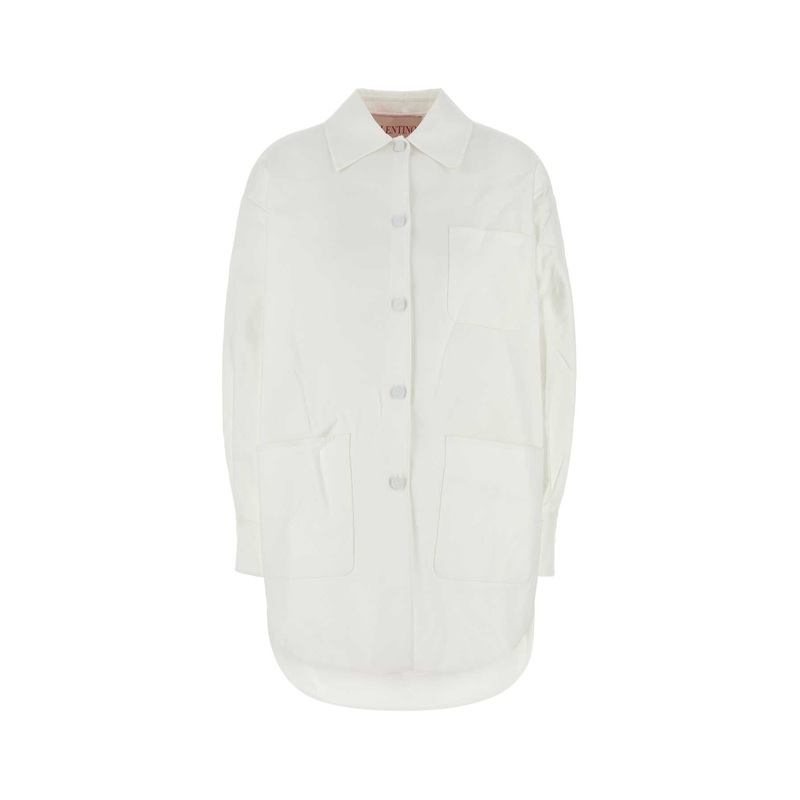 WHITE COTTON BLEND OVERSIZE JACKET