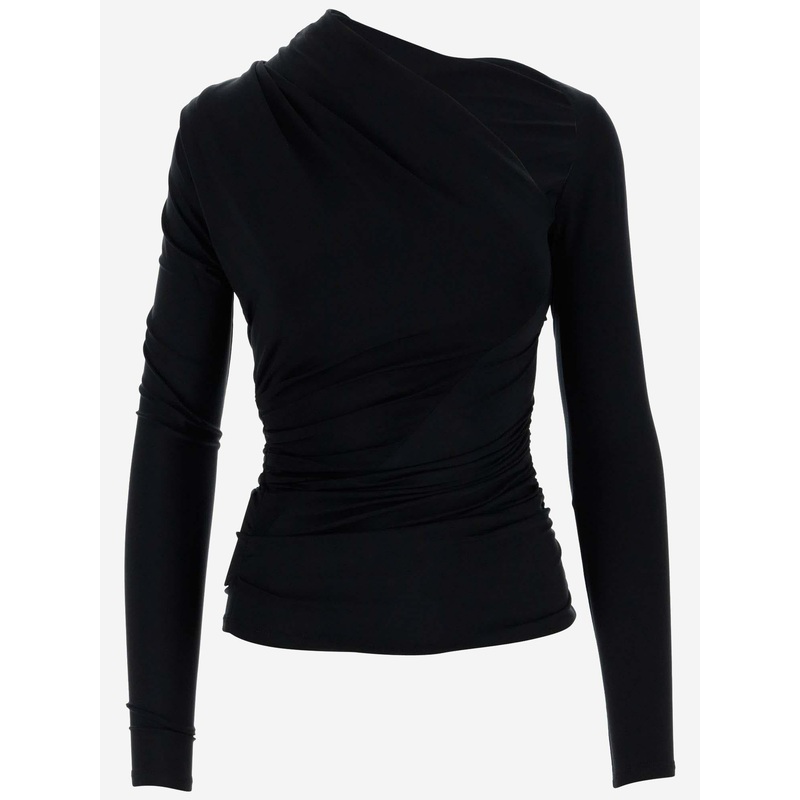 Asymmetrical Cupro-Blend Top|Black|36
