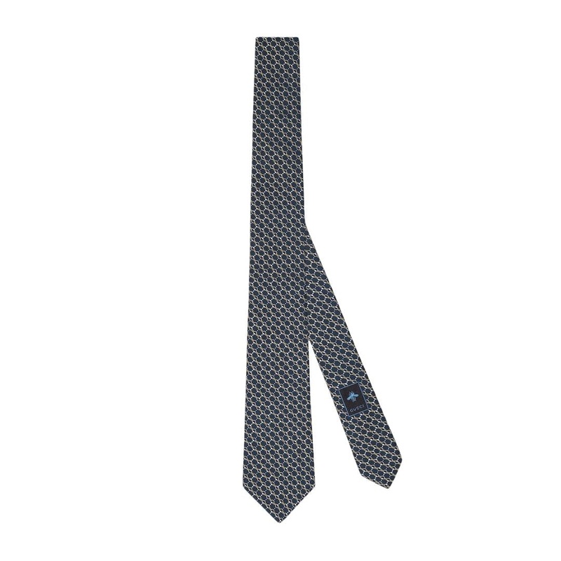 SILK JACQUARD TIE WITH CLAMP|BLUE|UNI