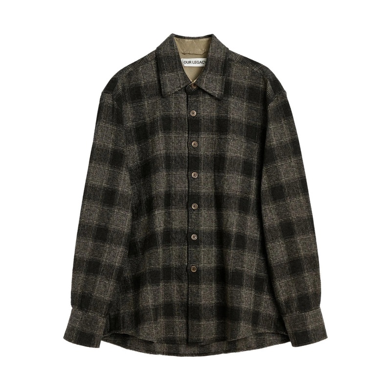 Checked Cotton Shirt in Black and Grey