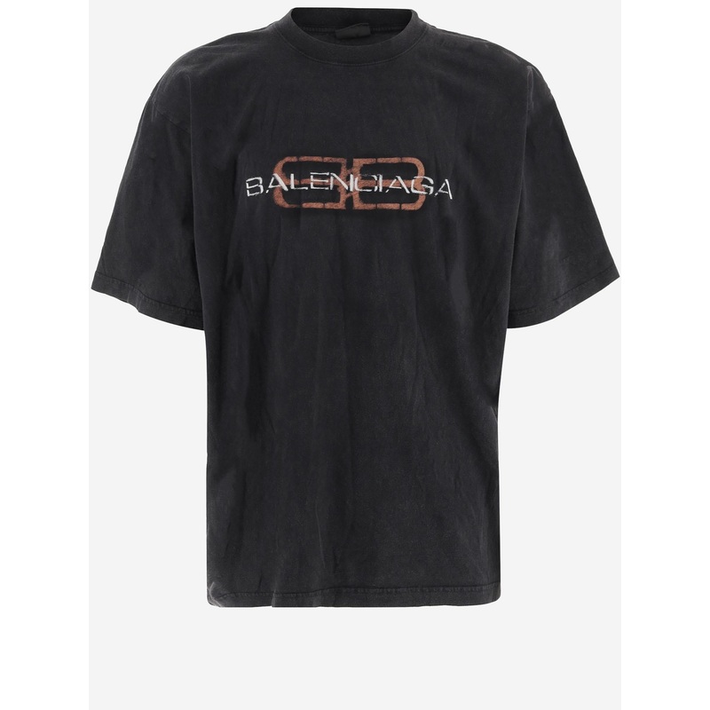 Cotton T-Shirt with Logo|Black|Grey|White|L|S|M