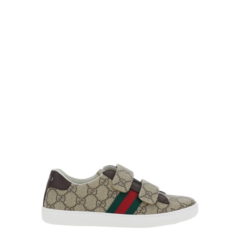 Beige Low-Top Sneaker with All-Over GG Motif in Fabric Woman