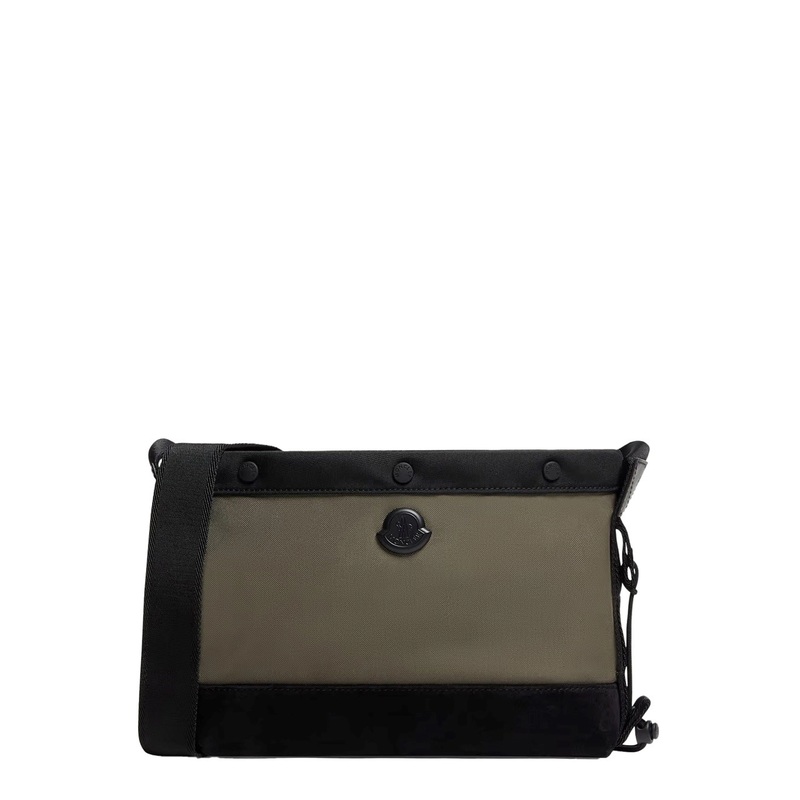 Green Crossbody Bag with Logo Plaque on the Front in Tech Fabric Man