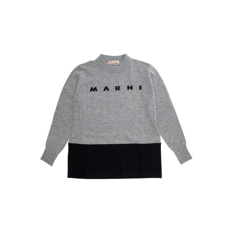 Grey Crewneck Sweatshirt with Logo Lettering on the Front in Cotton Boy
