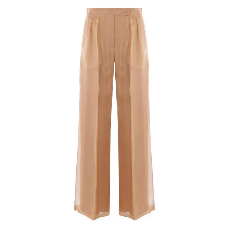 ORGANZA PLEATED TROUSERS|BEIGE|42