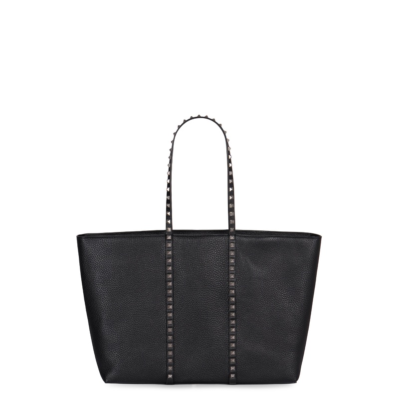SHOPPING ROCKSTUD LEATHER BAG|black|TU