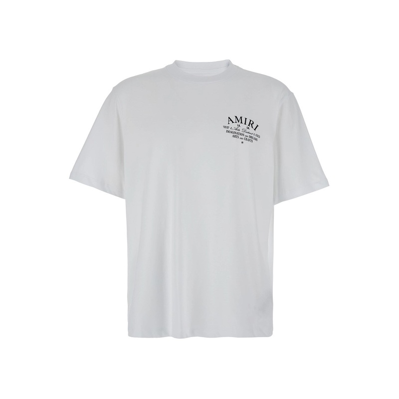 White Crewneck T-Shirt with Logo Print on the Front in Cotton Man
