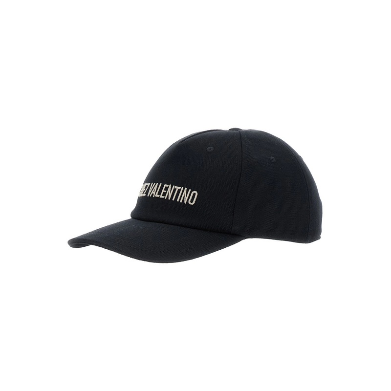 Black Baseball Cap with Logo Lettering on the Front in Cotton Man