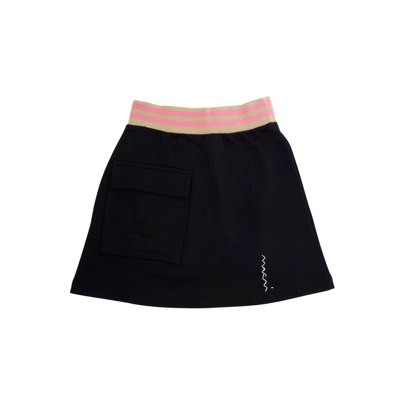 Black Skirt with Front Logo Lettering in Cotton Girl
