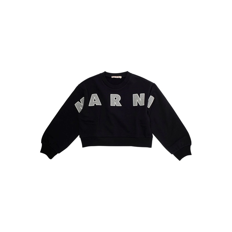 Black Sweatshirt with Maxi Logo Lettering on the Front in Cotton Girl