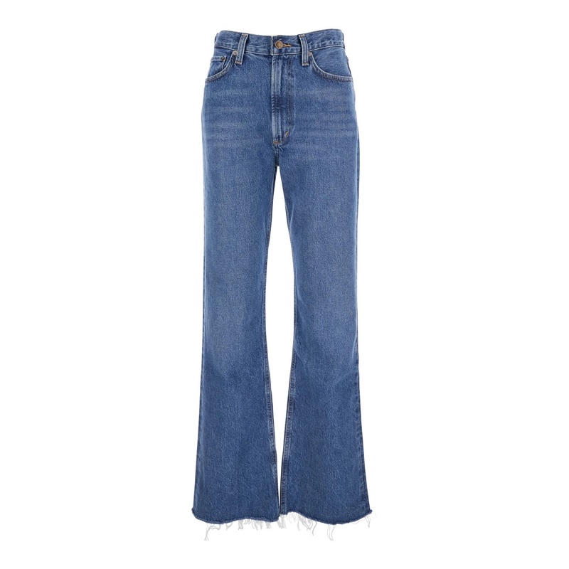 Blue Jeans with Logo Patch on the Rear and Flared Leg in Denim Woman