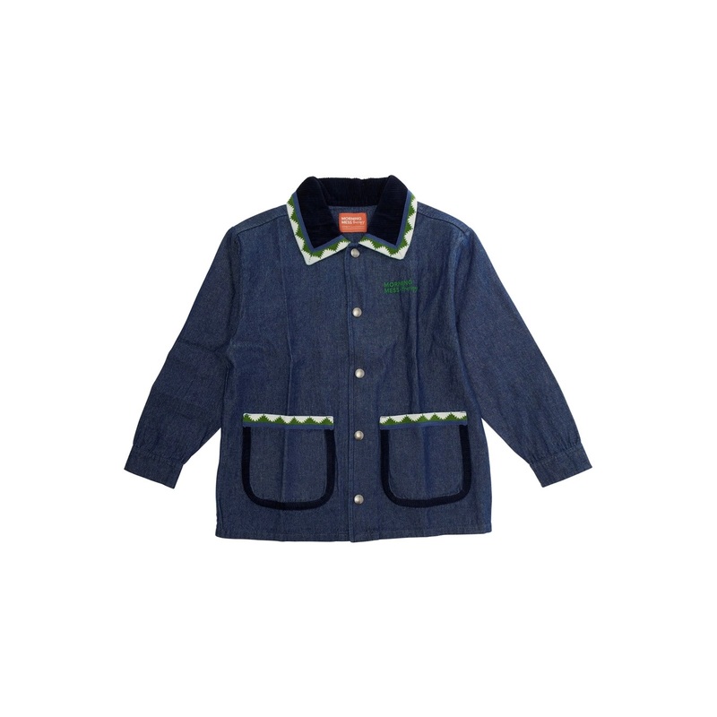 ‘Dora’ Blue Jacket with Classic Collar and Two Front Patch Pockets in Denim Girl