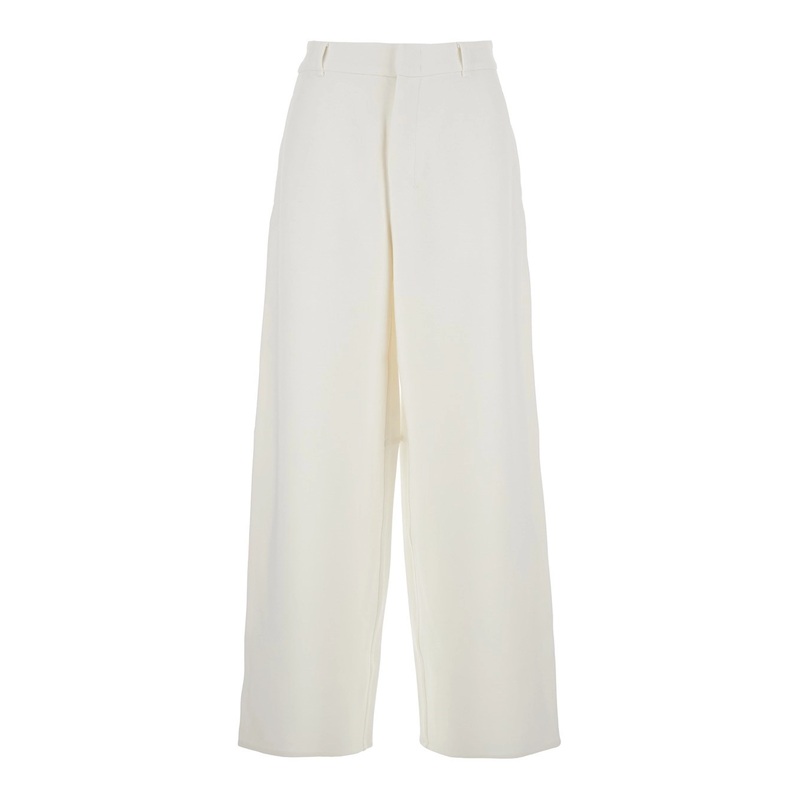 ‘Merlot’ White Pants with Belt Loops in Cotton Blend Woman